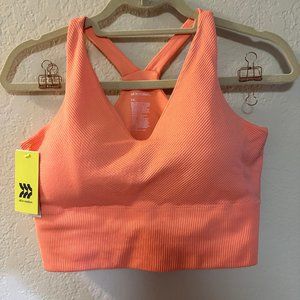 All in Motion NWT V-Neck Seamless Ribbed Sports Bra - Rose Pink - XXL